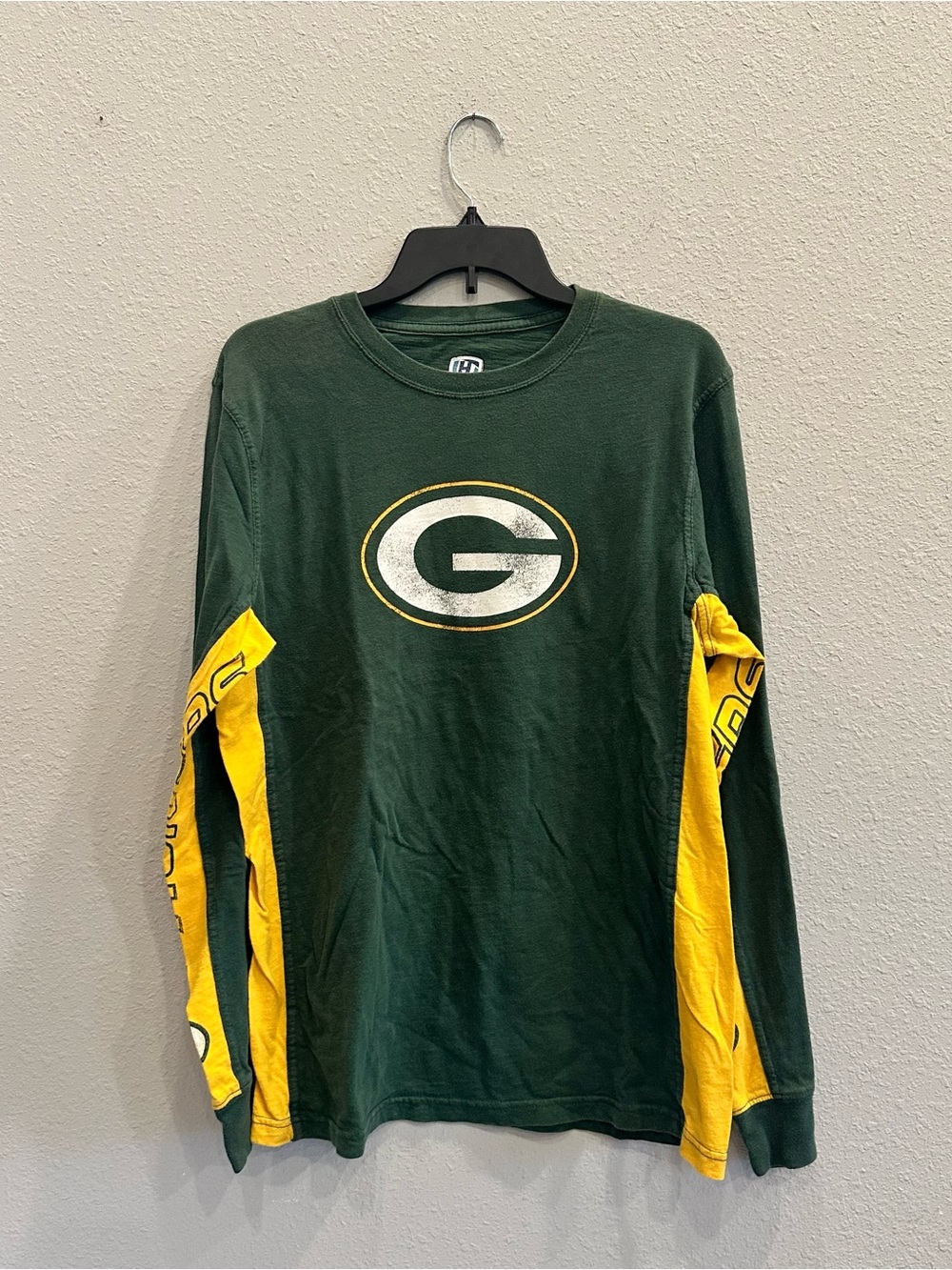 Packers Hands High Long Sleeve Tee Green Yellow Large NFL